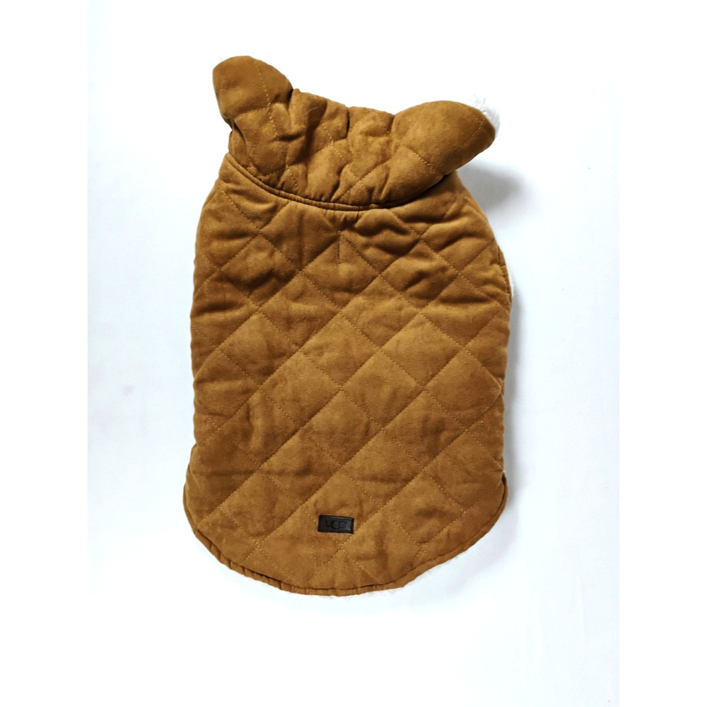 UGG Brown Dog Coat Large Quilted Sherpa Fleece Lined Hook Loop Closure